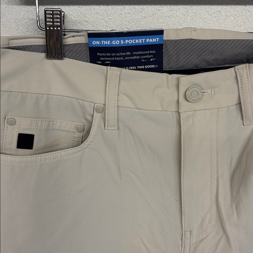 NEW 32x32 Vineyard Vines Performance On-The-Go 5 Pocket Pant light cream trouser - Picture 4 of 4
